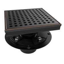 WEBANG 6 Inch Square Shower Drain Bronze Floor Drain with Flange Square Holes Pa