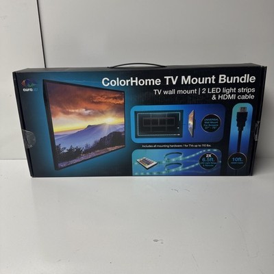 New Aura LED ColorHome TV Mount Bundle 37''-75'' Mount, 2 LED Strips, HDMI Cable
