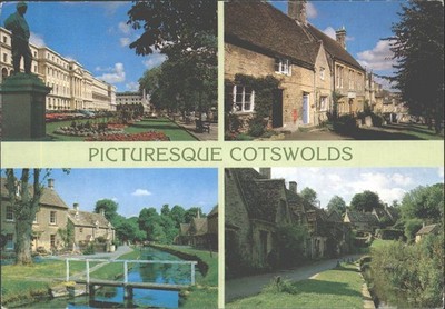 Malerische Cotswolds John Hinde Postkarte Cheltenham Bibury 70er Jahre verschickt