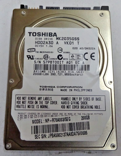 TOSHIBA *MK2035GSS* 200 GB * SATA HDD Notebook 2,5 Zoll #NFP1609