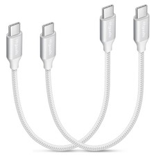 etguuds White USB C to C Cable 1ft, 2-Pack 60W USBC