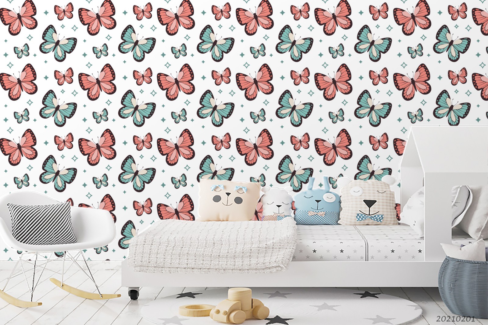 3D Butterfly Watercolor Pattern Wall Murals Wallpaper Murals Wall Sticker 2