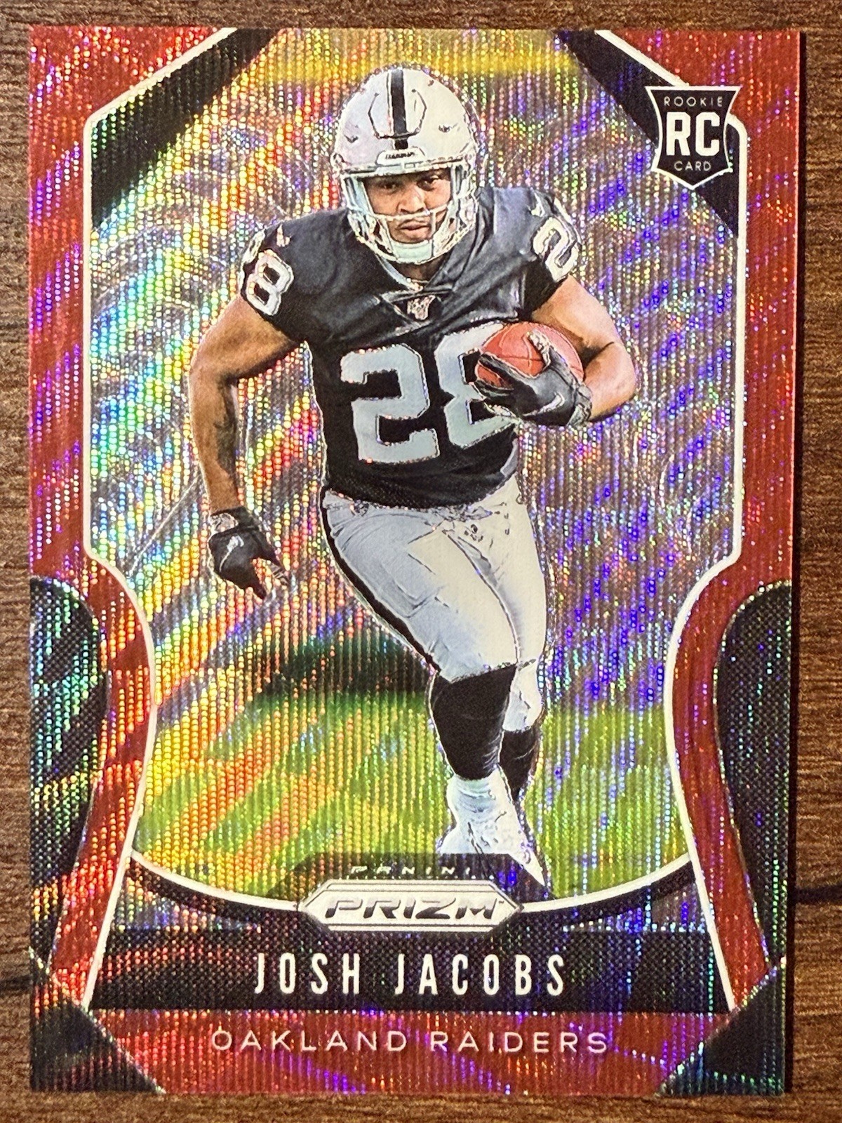 2019 Prizm Josh Jacobs Rookie #'d /149 Red Wave Prizm RC #323 Packers SP