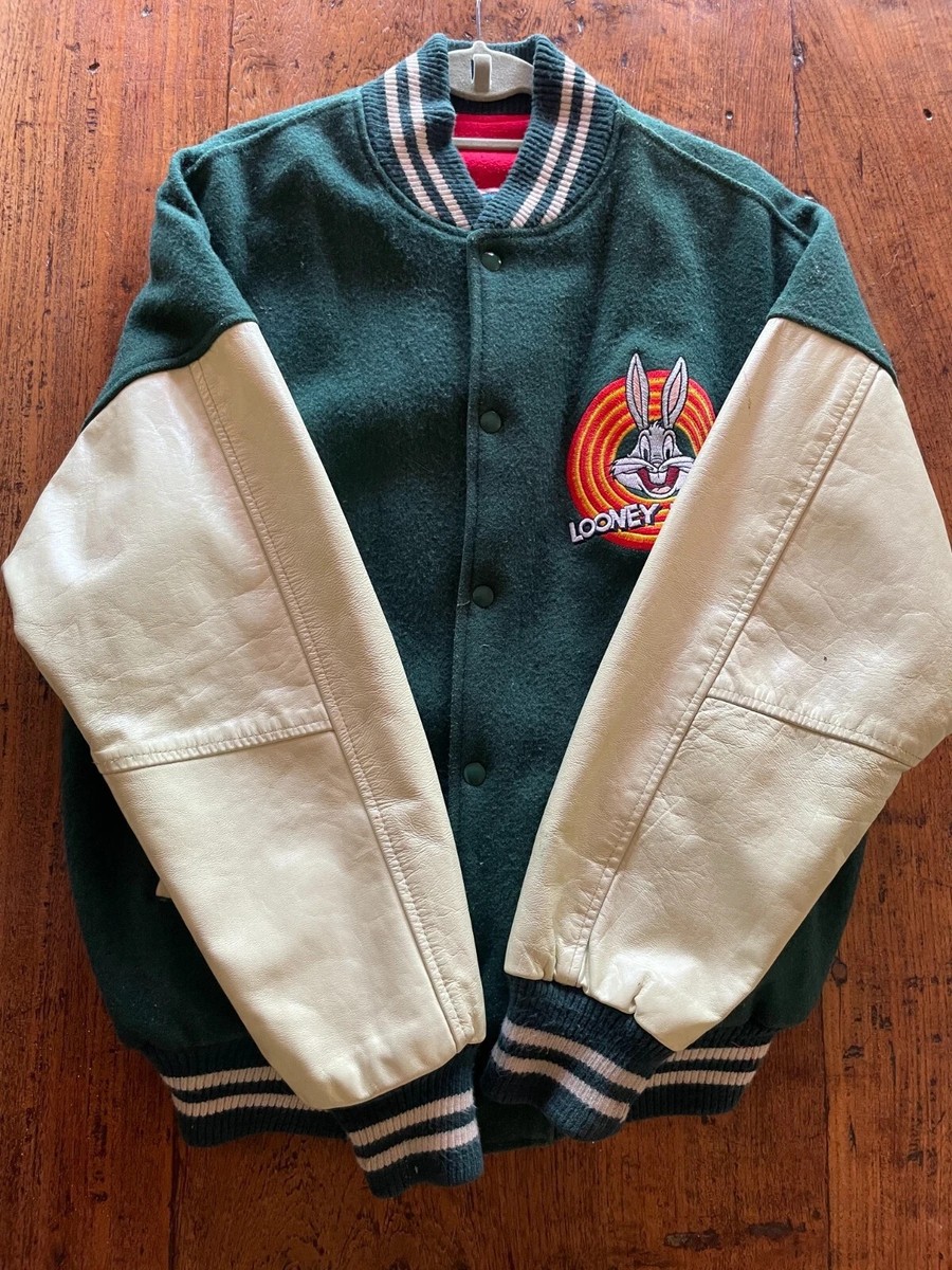 VTG 1990 Large VARSITY JACKET BUGS BUNNY LOONEY TUNES BASEBALL
