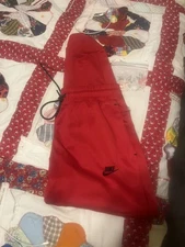 Nike Tech Fleece Jogger Pant Mens M Red Zip Pocket Swoosh Sweatpants CU4495-657