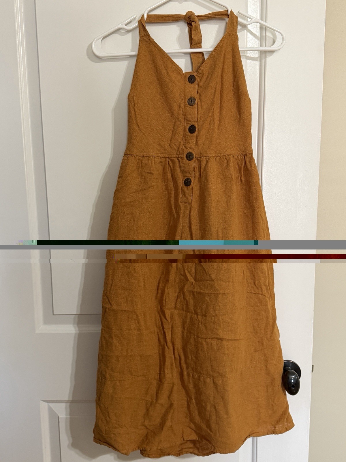 Universal Threads Rust Orange Halter Neck Button-… - image 1