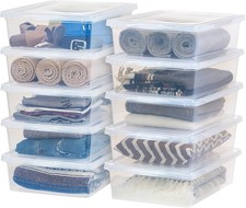 10-Pack Storage Bins W/ Lids 28 Quart Shoe Boxes Clear Stackable Containers