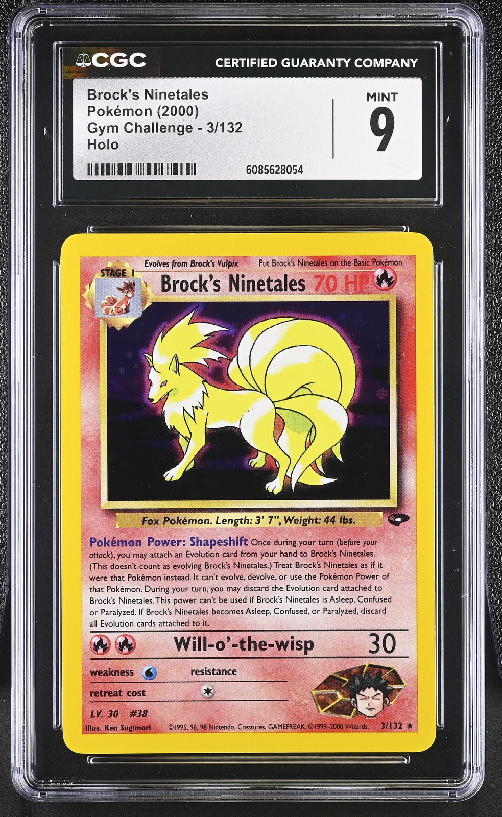 CGC 9 MINT Brock's Ninetales 2000 Gym Challenge 3/132 Holo Pokemon Card