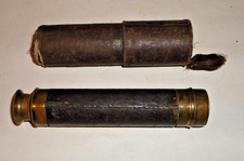 Vintage 19th Century Nautical Brass Telescope Leather Wrapped with Case