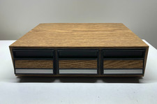 Vintage Cassette Tape Cabinet 3 Drawer Holder Storage Case Wood Grain RETRO