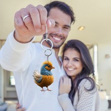 Cartoon Animal Chicken Rooster Series Pendant Acrylic Keychain Cock Key Holder
