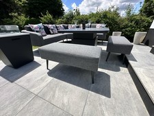 Fabric corner sofa with rising table