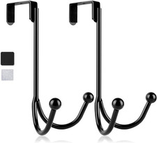 2Packs over the Door Double Hanger Hooks, Metal Twin Hooks Organizer for Hanging