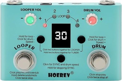 HOEREV Drum Looper Tuner Effekt Audio Workstation Gitarrenpedal