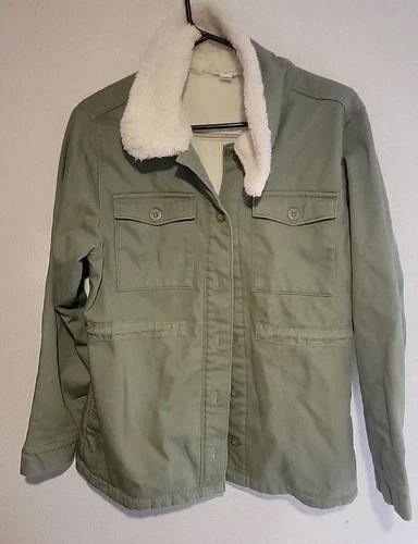 VETEMENTS Giacca foderata in pile Hang Ten donna utility lavoro lavoro collo peluche oliva med