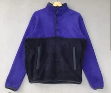 JW Anderson Uniqlo Color Block Snap Fleece Pullover Men’s Size L Purple Navy