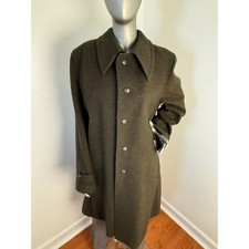 Vintage Austrian Linz Loden Wool Overcoat - Olive Green Hunter Style