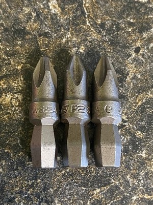 Snap on Tools Phillips Wobble Bit #2 1/4'' Hex Shank SDMW222A USA LOT OF 3