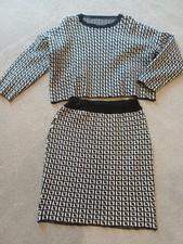 Knitted Black & White Top & Skirt Set Approx Size 8