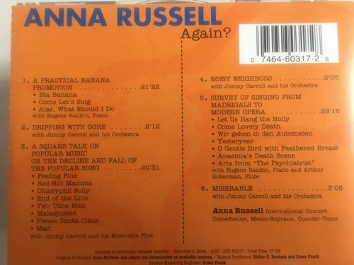 ANNA RUSSELL - Again? CD 1998 Sony AS NEW! - Picture 2 of 2