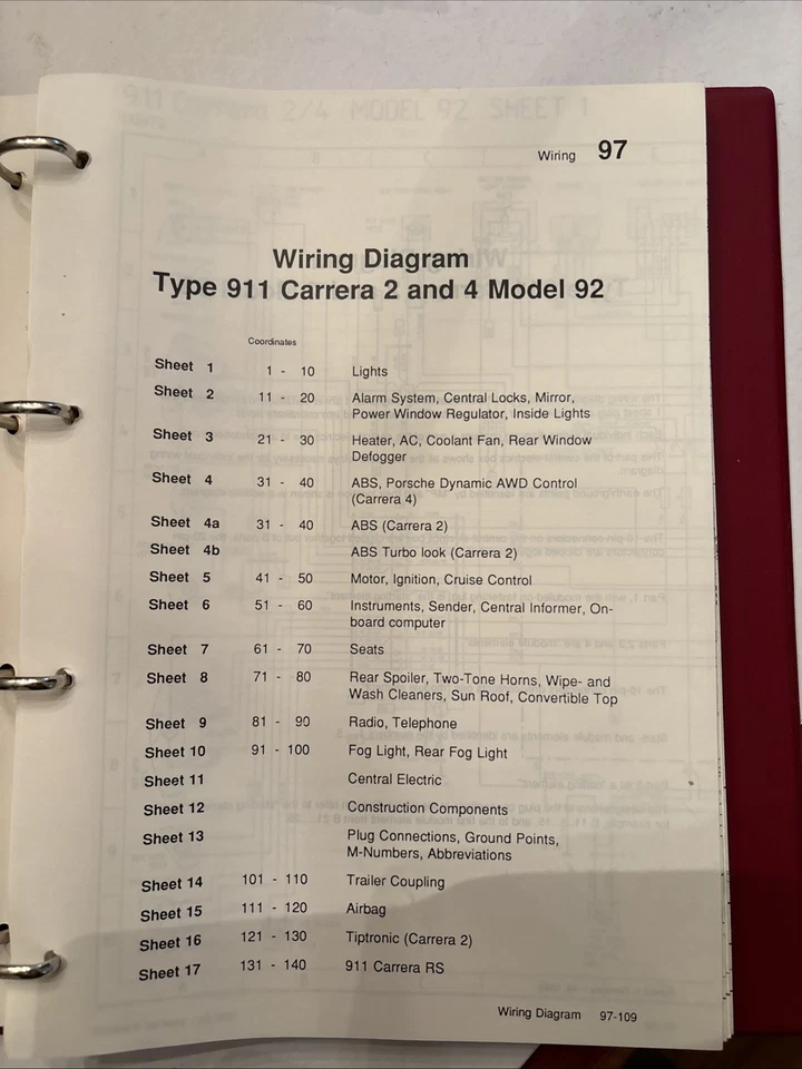 原厂原装 1992 保时捷 911 完整布线图 — 第 2/4 张图片