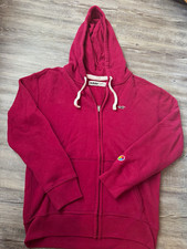 Hollister Co-op Mens Full Zip Fleece Hoodie Burgundy Solid Logo Pockets Size S