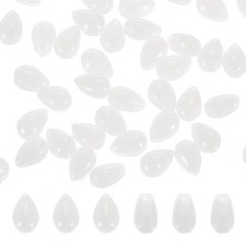 Teardrop Czech Glass Beads, 50 Pcs Bohemia Beads, White, 6x9mm