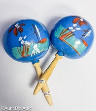 Maracas Authentic Mexican Hand Painted Wood  Gourd Musical Shakers