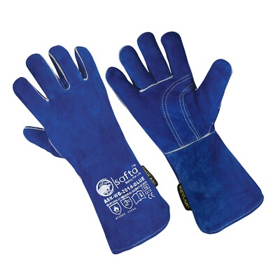 Handschuhe Schweißer Leder Stulpen Hitzebeständig BBQ WIG MIG Sicherheit Schweißerhandschuhe