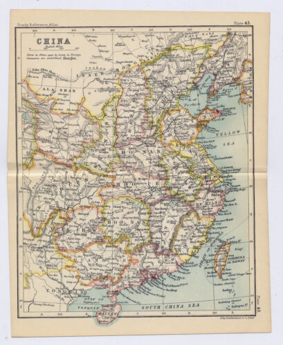 1912 ANTIQUE MAP OF EASTERN CHIINA / VERSO CANTON GUANGZHOU VICINITY / HONG KONG - Picture 1 of 6