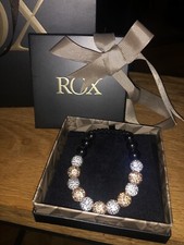 ROX White & Champagne Crystal Adjustable Disco Bracelet New In Box