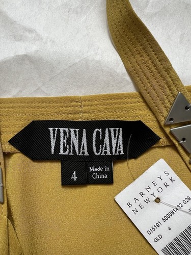 Vena Cava Dress Size 4 Yellow 100% Silk Mini Tie Button Front Pockets Sleeveless - Picture 6 of 8