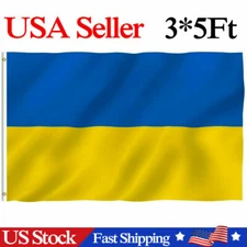 Ukraine Ukrainian Flag 3x5FT Prapor Ukrainy Ensign 100D FABRIC SHIPS FROM USA