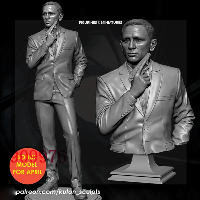 詹姆斯·邦德 3D 打印未上色人偶模型 GK 空白套件全新雕塑库存 — 第 2/4 张图片