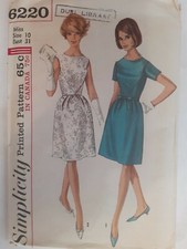 Dress Evening Wedding 10 Gown Simplicity 6220 Sewing Pattern VTG 60's UC FF Knee