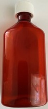 Oval Plastic Bottles - 8 oz - Amber - Child Resistant Caps - 12 Units 