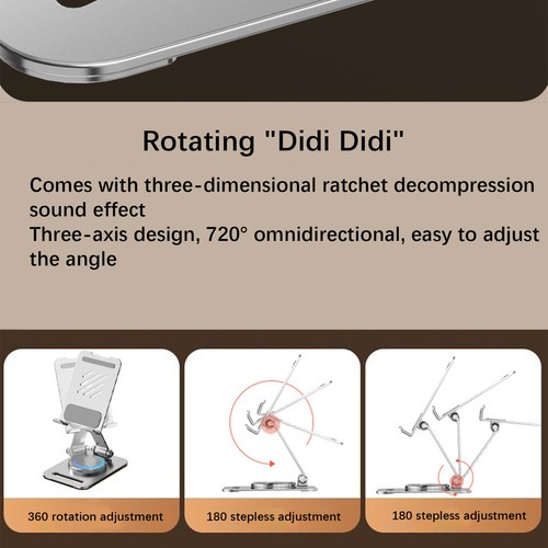 Desktop Tablet Holder Table Cell Foldable 360Rotating Support Phone Holder Stand - Photo 10 sur 14