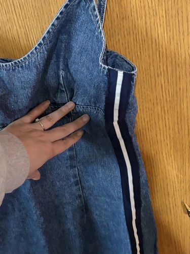 Vintage Express Bleus Denim Mini Cotton Dress Side Stripe Panel Size 7/8 - Picture 4 of 6