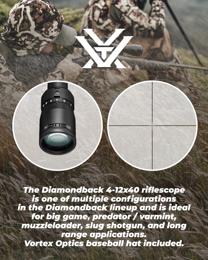 Vortex Optics Diamondback 4-12X40 mira telescópica Dead-Hold BDC com anéis altos e chapéu - Imagem 2 de 4