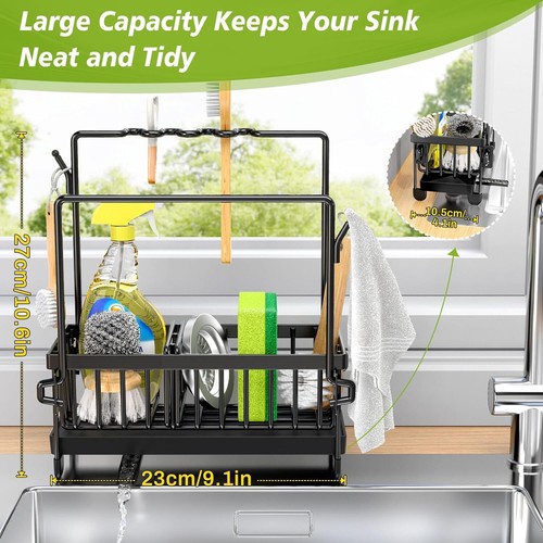 Kitchen Sink Caddy Rustproof 304 Stainless Steel Sponge Holder for Kitchen Sink - Picture 6 of 11