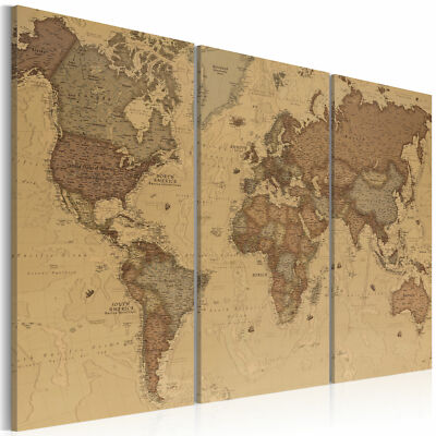 WORLD MAP Canvas Print Framed Wall Art Picture Image k-B-0053-b-e