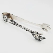 Alvin Bridal Rose 4” Antique Sterling Sugar Tongs No Mono