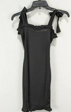 PRETTYLITTLETHING Black Dress Frill Shoulder Tie Bodycon US Sz 0 Women’s NWT