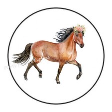 30 HORSE WITH FLOWERS ENVELOPE SEALS LABELS STICKERS PARTY FAVORS 1.5" ROUND