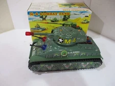 TANK- M-48 BATTERY OP- Army TANK-MINT IN BOX-TESTED WORKS GREAT-LARGE 11" LONG