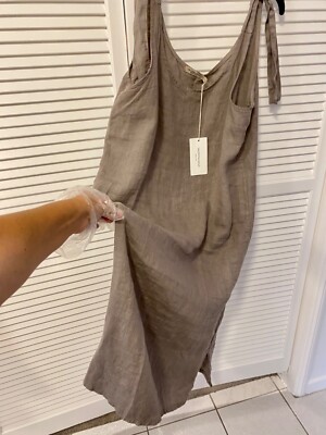 women's black linen dress The Linen A-Line Midi Dress main image 1