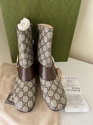 NWB Gucci GG Supreme Blondie Chuck Heel Side Zip Boots Booties EU