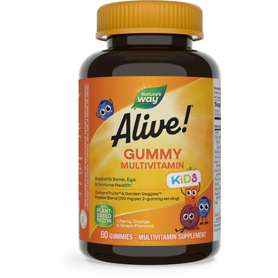 Nature s Way Alive! Kids Multivitamin Gummy- 15 Vitamins & Minerals- Gelatin-Fre