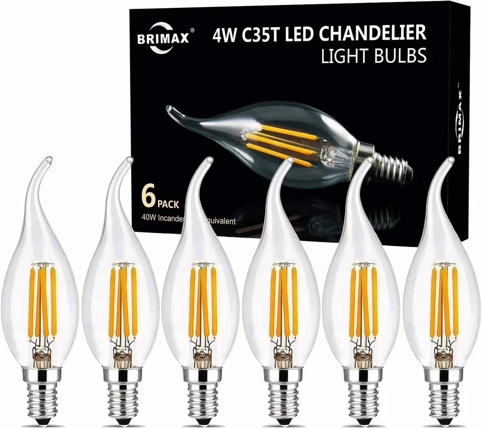 BRIMAX Dimmable E12 Candle LED Light Bulbs Replacement Vintage Chandelier Bulbs - Image 2 of 4