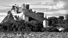 Landscape architecture ancient castle monochrome Custom Gaming Mat Desk